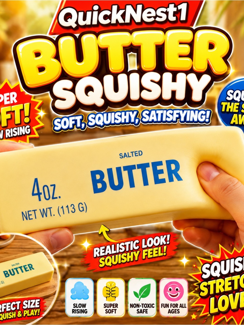 Butter Squishy Toy - Yellow
